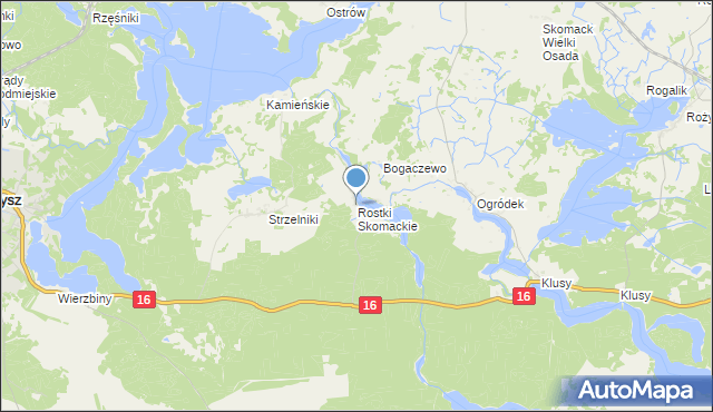 mapa Rostki Skomackie, Rostki Skomackie na mapie Targeo